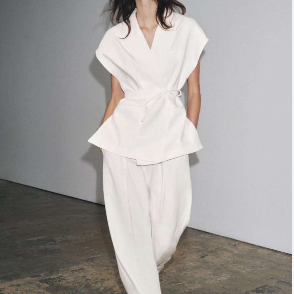 NWT Zara Linen Trousers - XS - White - Picture 6 of 6